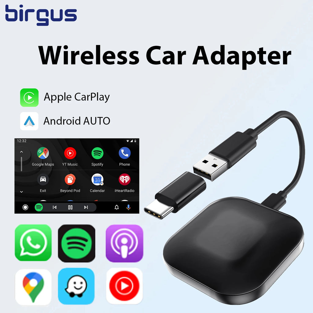 C1 Wireless Carplay AI BOX Wireless Android Auto WIFI 2.4G & 5.8Ghz BT5.0 Auto Connect Plug&Play for Wired AA CP Cars