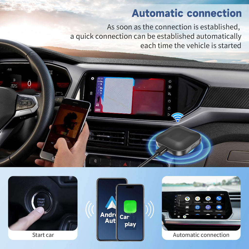 C1 Wireless Carplay AI BOX Wireless Android Auto WIFI 2.4G & 5.8Ghz BT5.0 Auto Connect Plug&Play for Wired AA CP Cars
